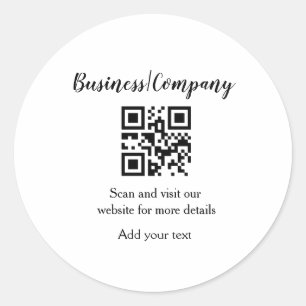 Simple business company website barcode QR add nam Classic Round Sticker