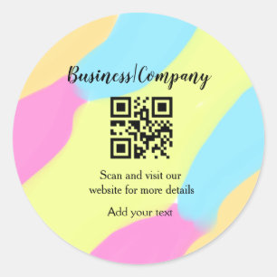 Simple business company website barcode QR add nam Classic Round Sticker