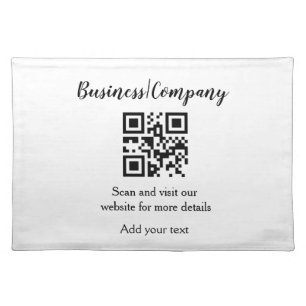 Simple business company website barcode QR add nam Cloth Placemat
