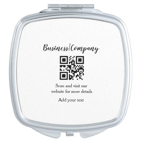 Simple business company website barcode QR add nam Compact Mirror