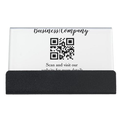 Simple business company website barcode QR add nam Desk Business Card Holder