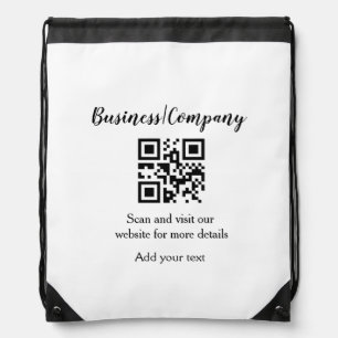 Simple business company website barcode QR add nam Drawstring Bag