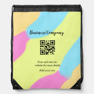 Simple business company website barcode QR add nam Drawstring Bag