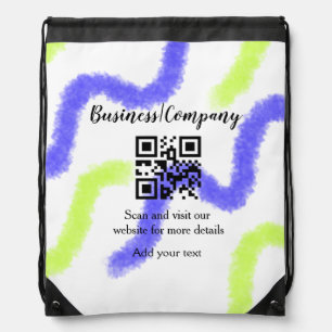 Simple business company website barcode QR add nam Drawstring Bag