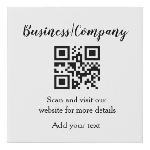 Simple business company website barcode QR add nam Faux Canvas Print