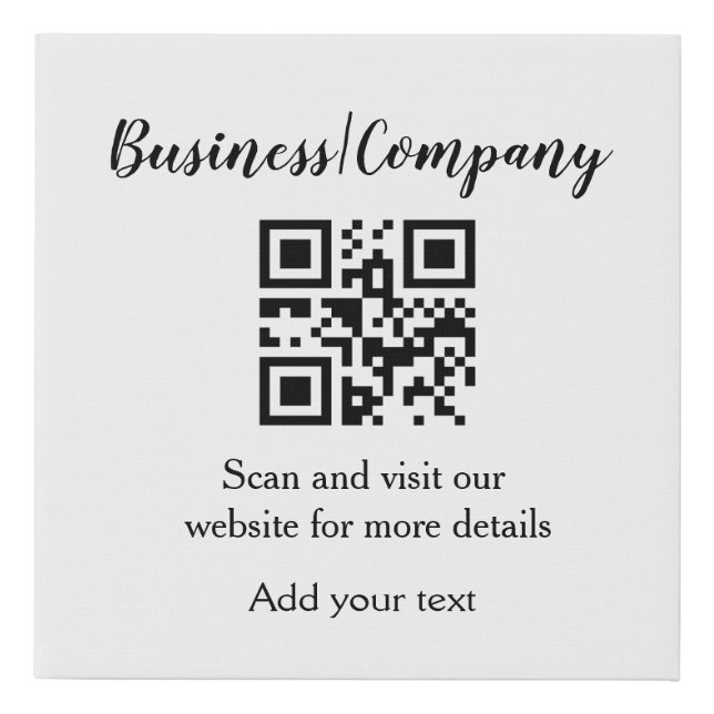 Simple business company website barcode QR add nam Faux Canvas Print (Front)