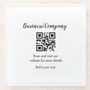 Simple business company website barcode QR add nam Glass Coaster