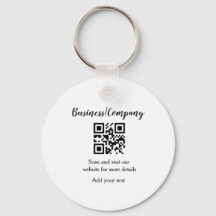 Simple business company website barcode QR add nam Keychain