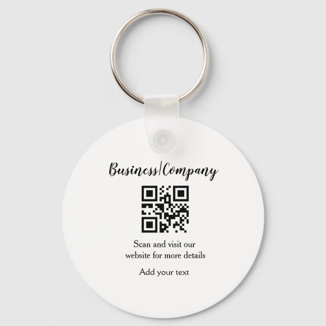 Simple business company website barcode QR add nam Keychain (Front)