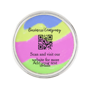 Simple business company website barcode QR add nam Lapel Pin