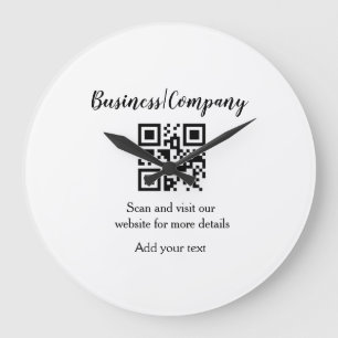 Simple business company website barcode QR add nam Large Clock