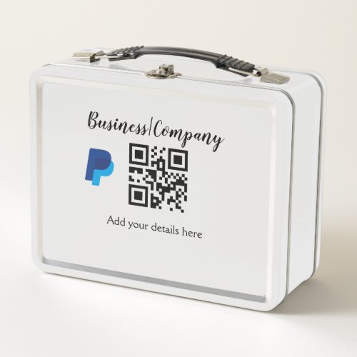 Simple business company website barcode QR add nam Metal Lunch Box