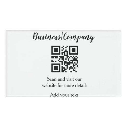 Simple business company website barcode QR add nam Name Tag