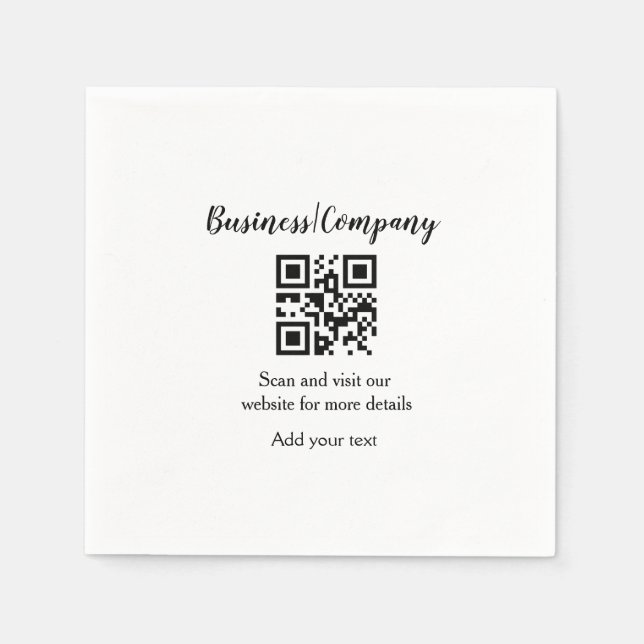 Simple business company website barcode QR add nam Napkins (Front)