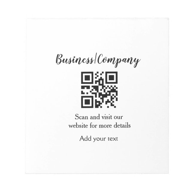 Simple business company website barcode QR add nam Notepad (Front)