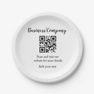 Simple business company website barcode QR add nam Paper Plates