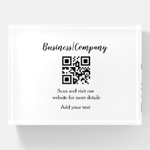 Simple business company website barcode QR add nam Paperweight