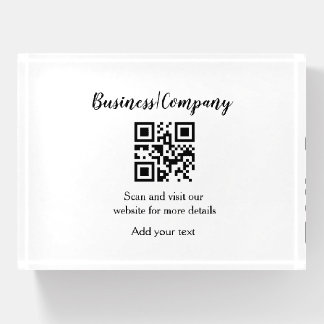 Simple business company website barcode QR add nam Paperweight