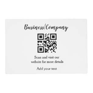 Simple business company website barcode QR add nam Placemat