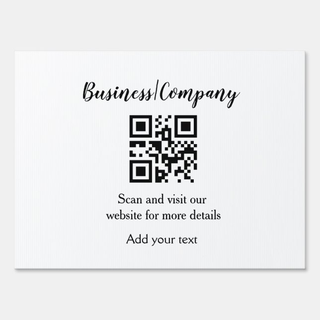 Simple business company website barcode QR add nam Sign (Front)