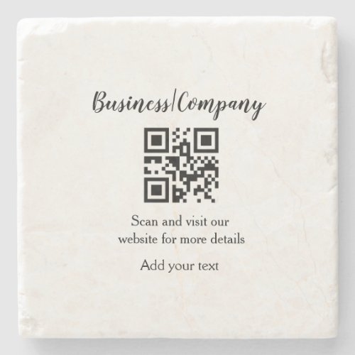 Simple business company website barcode QR add nam Stone Coaster
