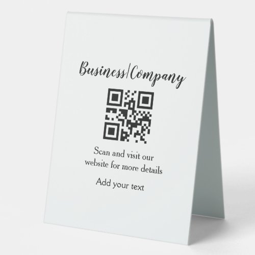 Simple business company website barcode QR add nam Table Tent Sign