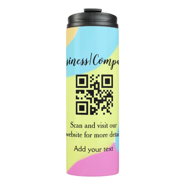 Simple business company website barcode QR add nam Thermal Tumbler (Front)