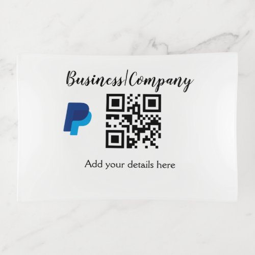Simple business company website barcode QR add nam Trinket Tray