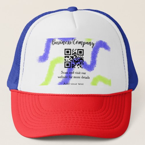 Simple business company website barcode QR add nam Trucker Hat