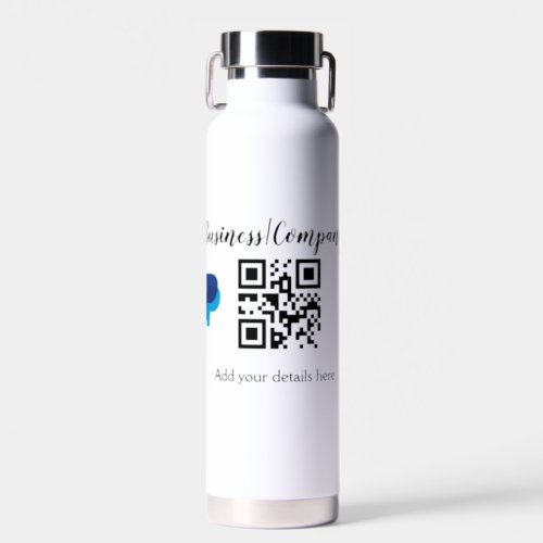 Simple business company website barcode QR add nam Water Bottle