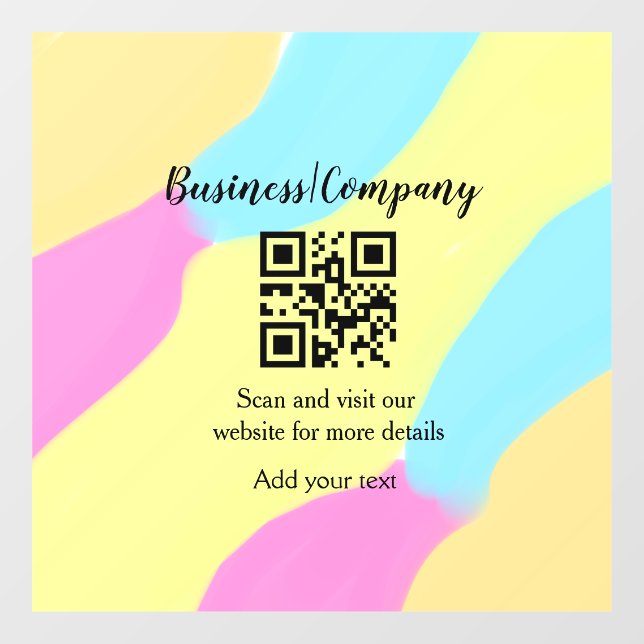 Simple business company website barcode QR add nam Window Cling (Sheet)