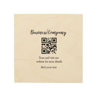 Simple business company website barcode QR add nam Wood Wall Art