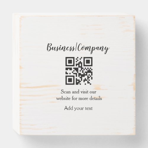 Simple business company website barcode QR add nam Wooden Box Sign