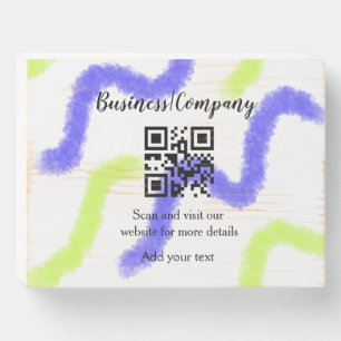 Simple business company website barcode QR add nam Wooden Box Sign