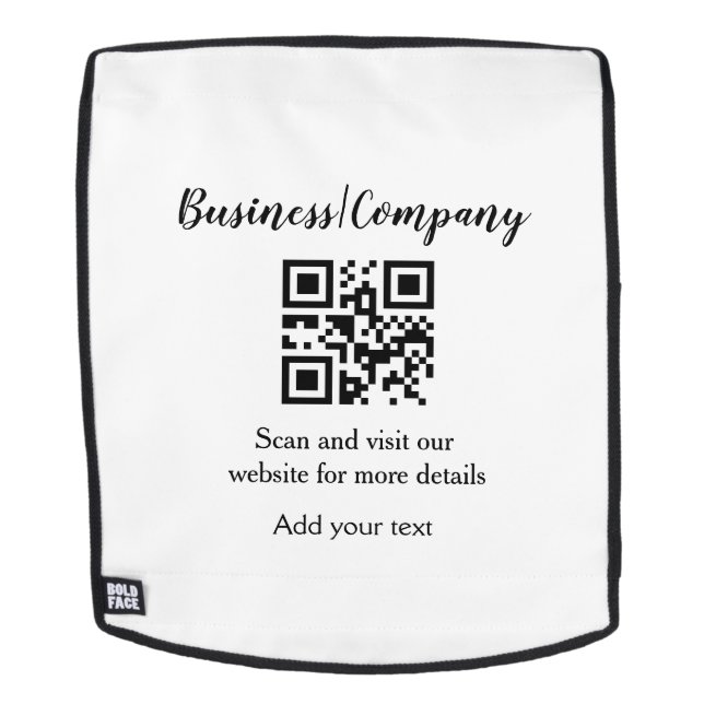 Simple business company website barcode QR add too Backpack (Removable Face)