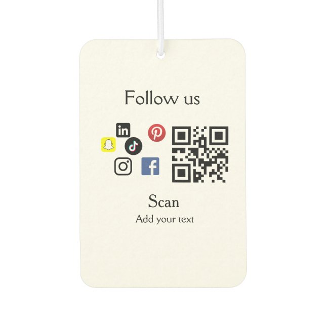 Simple business company website barcode QR code Air Freshener (Front)