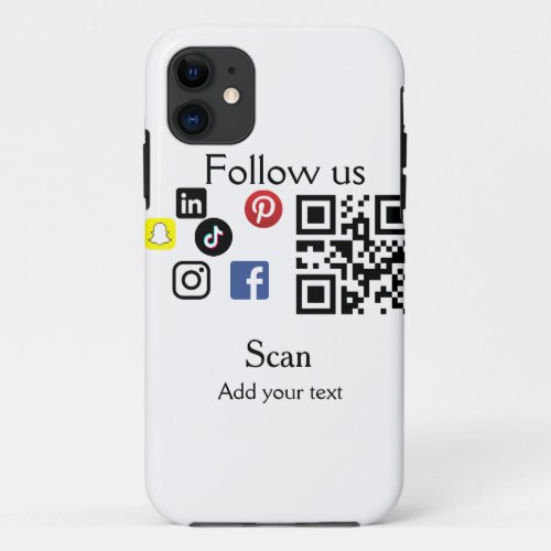 Simple business company website barcode QR code iPhone 11 Case