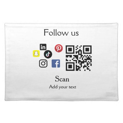 Simple business company website barcode QR code Cloth Placemat