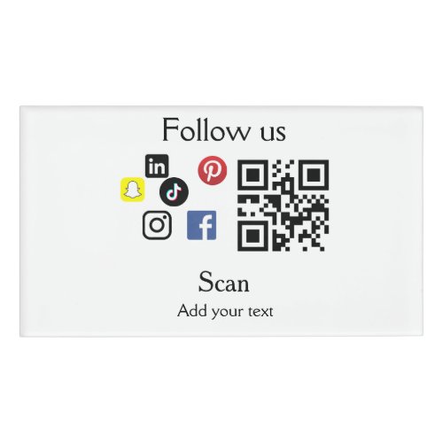 Simple business company website barcode QR code Name Tag