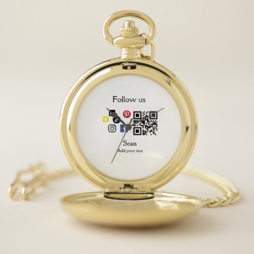 Simple business company website barcode QR code Pocket Watch