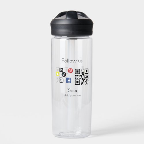 Simple business company website barcode QR code Water Bottle