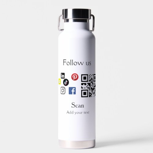 Simple business company website barcode QR code Water Bottle