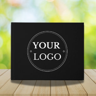 Simple Business Corporate Logo Black Guest Book