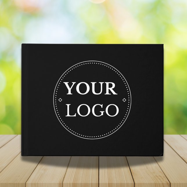 Simple Business Corporate Logo Black Guest Book (Creator Uploaded)