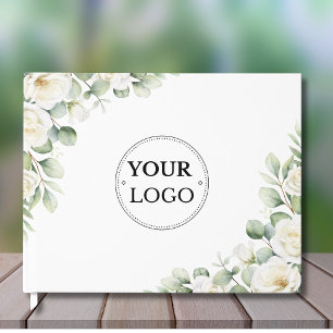 Simple Business Corporate Logo Elegant Floral Guest Book