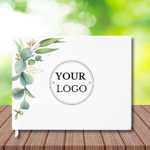 Simple Business Corporate Logo Eucalyptus Floral Guest Book