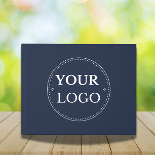 Simple Business Corporate Logo Navy Blue  Guest Book
