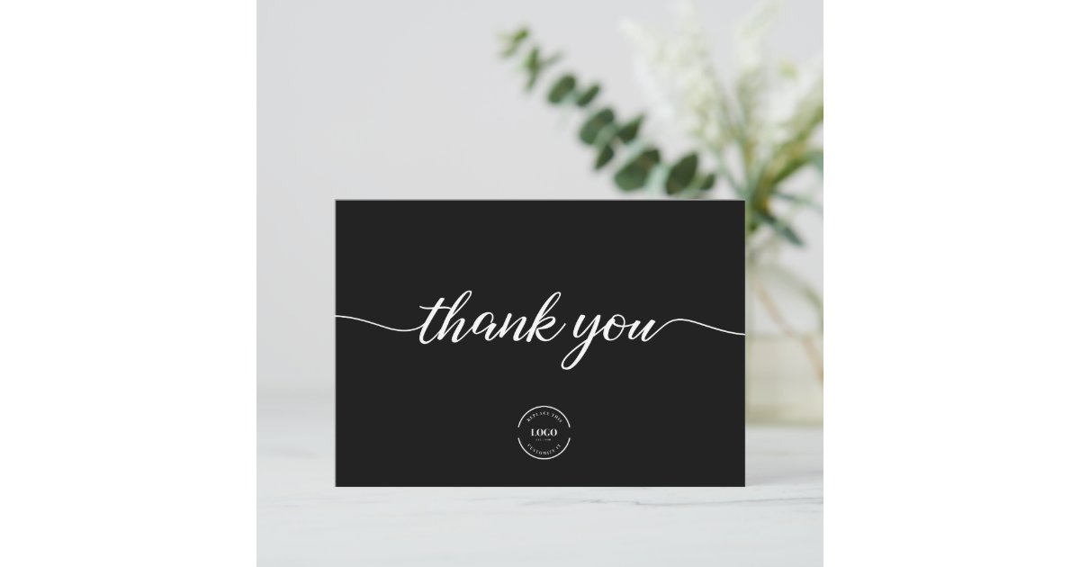 Simple Business Customer Appreciation Black white Thank You Card | Zazzle