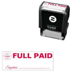 Simple Business "FULL PAID" Text Personalize Self-inking Stamp