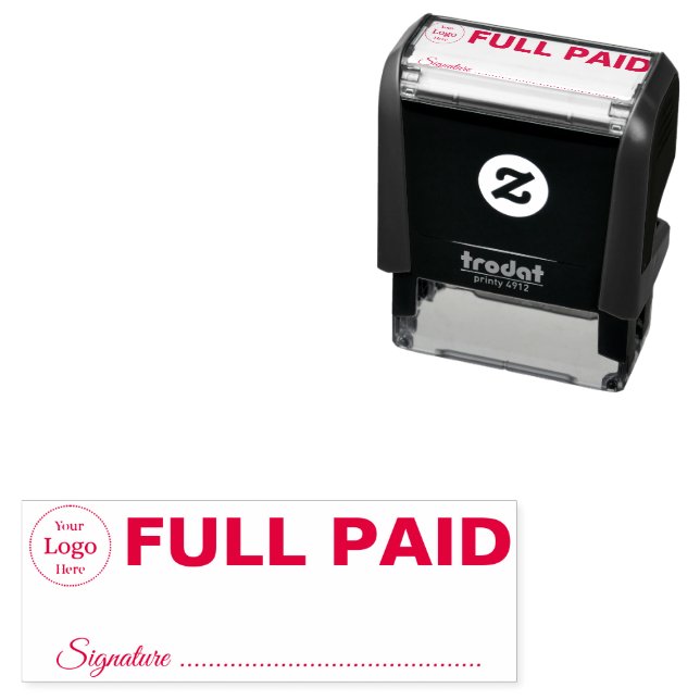 Simple Business "FULL PAID" Text Personalize Self-inking Stamp (In Situ)